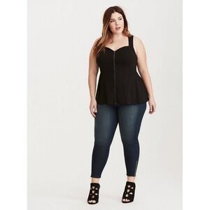 ✨Torrid Black Peplum Zipper Lace‎ Back Tank Top Whimsigoth Womens Plus Size 2